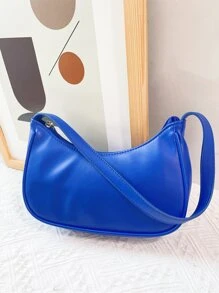 Minimalist Neon Blue Hobo Bag - Blue - View 3