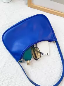 Minimalist Neon Blue Hobo Bag - Blue - View 5