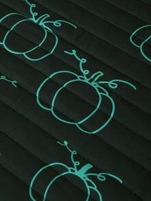 Halloween Pumpkin Print Bedspread Set Without Filler - Multicolor - View 5