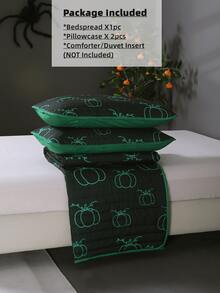 Halloween Pumpkin Print Bedspread Set Without Filler - Multicolor - View 6
