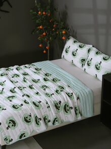 Halloween Pumpkin Print Bedspread Set Without Filler - Multicolor - View 1