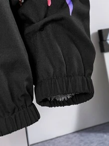 SHEIN Toddler Boys Reflective Colourblock Teddy Liner Hooded Jacket - Multicolor - View 6