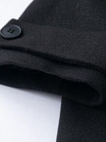 Plus Lapel Neck Double Breasted Overcoat - Black - View 4