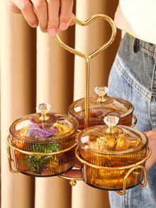 1pc 4 Grids Food Storage Box With Rack - Multicolor - View 2