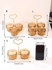 1pc 4 Grids Food Storage Box With Rack - Multicolor - View 3