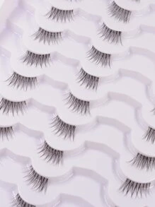 20 Pairs Of 12mm Transparent Stem Natural Style Half-Lashes For Daily Wear And Party - Black - View 8