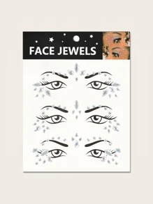 1 pieza Pegatina de diamante brillante para la cara - Pegatina de brillo ABS, adecuada para fiestas, mascaradas, festivales de música y encanto diario, diseño de gema vibrante - Blanco - Ver 1