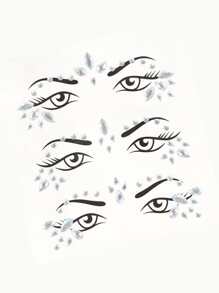 1 pieza Pegatina de diamante brillante para la cara - Pegatina de brillo ABS, adecuada para fiestas, mascaradas, festivales de música y encanto diario, diseño de gema vibrante - Blanco - Ver 4