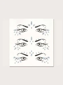 1 pieza Pegatina de diamante brillante para la cara - Pegatina de brillo ABS, adecuada para fiestas, mascaradas, festivales de música y encanto diario, diseño de gema vibrante - Blanco - Ver 3