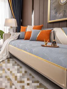 1pc Color Block Sofa Towel & 1pc Cushion Cover Without Filler - Multicolor - View 4