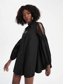 Sylvia Mollie 小高領燈籠袖襯衫洋裝