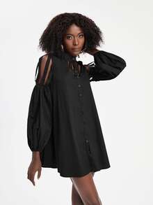 Sylvia Mollie 小高領燈籠袖襯衫洋裝