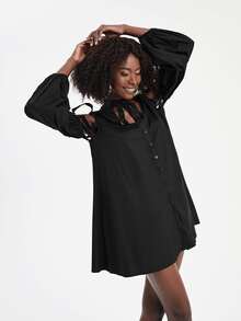 Sylvia Mollie 小高領燈籠袖襯衫洋裝