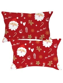 1 cặp Giáng sinh ông già Noel & áo gối đồ họa hoạt hình không có chất độn - Nhiều màu - Xem 3