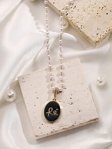 1pc Pearl Pendant Necklace - Multicolor - View 1