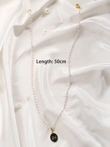 1pc Pearl Pendant Necklace - Multicolor - View 3