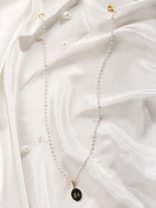 1pc Pearl Pendant Necklace - Multicolor - View 4