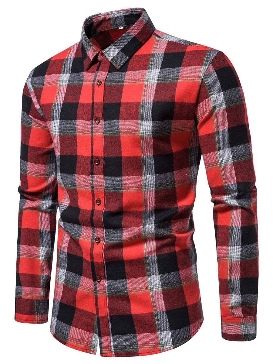 Manfinity Homme Loose Men's Checked Button Up Shirt - Multicolor - View 1