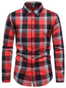 Manfinity Homme Loose Men's Checked Button Up Shirt - Multicolor - View 3