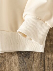 SHEIN Tween Girl Heart And Slogan Graphic Pullover - Apricot - View 5