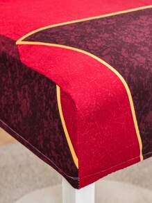 1pc Red Geometric Pattern Stretch Dining Chair Cover, Anti-Cat/Dog Scratch, Dust-Proof, Non-Slip Chair Protector Slipcover, Printed Floral Chair Cover Suitable For Home Decor, Hotel, Restaurant And Party - Multicolor - View 4