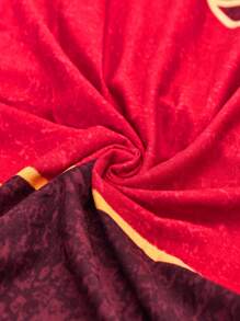 1pc Red Geometric Pattern Stretch Dining Chair Cover, Anti-Cat/Dog Scratch, Dust-Proof, Non-Slip Chair Protector Slipcover, Printed Floral Chair Cover Suitable For Home Decor, Hotel, Restaurant And Party - Multicolor - View 5