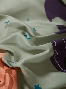 Halloween Pumpkin Pattern Duvet Cover Set Without Filler - Green - View 4