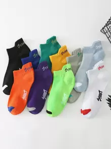 10pairs Letter Graphic Vớ mắt cá chân - Nhiều màu - Xem 1