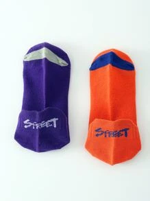 10pairs Letter Graphic Vớ mắt cá chân - Nhiều màu - Xem 2