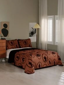 Halloween Pumpkin & Witch Pattern Bedspread Set Without Filler - Multicolor - View 1