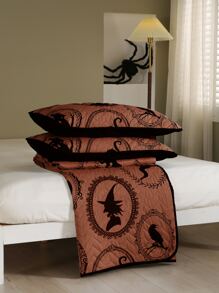 Halloween Pumpkin & Witch Pattern Bedspread Set Without Filler - Multicolor - View 2