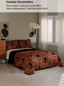 Halloween Pumpkin & Witch Pattern Bedspread Set Without Filler - Multicolor - View 6