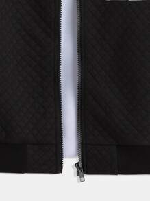 Boys Letter Patched Colorblock Hooded Jacket Without Tee