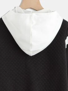 Boys Letter Patched Colorblock Hooded Jacket Without Tee