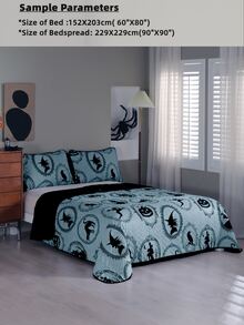 Halloween Pumpkin & Witch Pattern Bedspread Set Without Filler - Multicolor - View 6