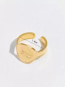 1入組太陽細節圓形裝飾開口戒指,不銹鋼首飾類