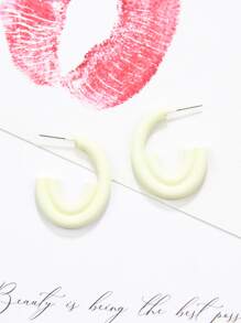 Pendientes de aro abierto minimalista - Blanco - Ver 1