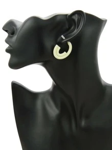 Pendientes de aro abierto minimalista - Blanco - Ver 2