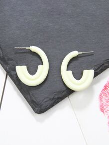 Pendientes de aro abierto minimalista - Blanco - Ver 6