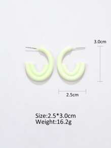 Pendientes de aro abierto minimalista - Blanco - Ver 7