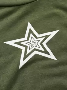 ROMWE Grunge Punk Camiseta con estampado de estrella de manga raglán