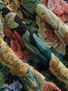 SHEIN MOD Floral Print Grommet Lace Up Blouse - Black - View 3