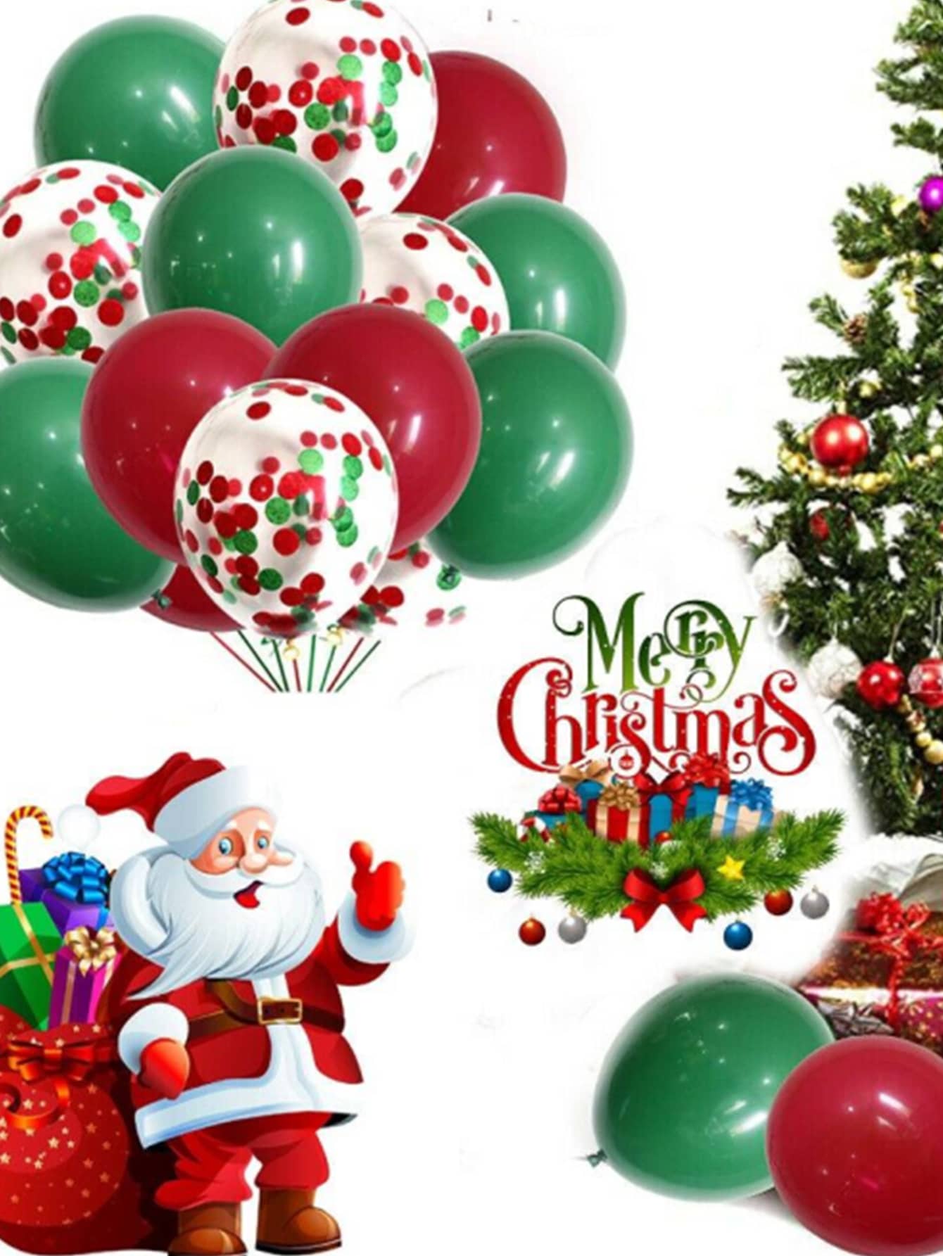 15 件圣诞混合图案气球，圣诞节 - 彩色 - 查看 1