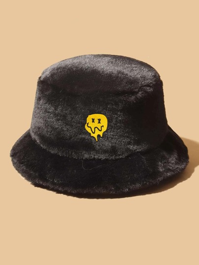 قبعة دلو مطرز تعابير زغبي