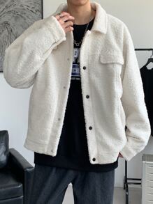 Claim Dot 寬鬆版型男士下垂肩熊貓外套 - 米色 - 查看 1