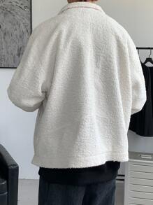 Claim Dot 寬鬆版型男士下垂肩熊貓外套 - 米色 - 查看 2