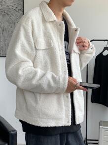 Claim Dot 寬鬆版型男士下垂肩熊貓外套 - 米色 - 查看 3