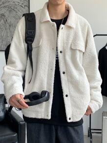 Claim Dot 寬鬆版型男士下垂肩熊貓外套 - 米色 - 查看 4