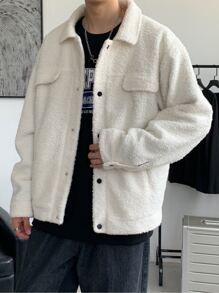 Claim Dot 寬鬆版型男士下垂肩熊貓外套 - 米色 - 查看 5