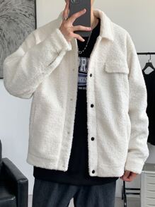 Claim Dot 寬鬆版型男士下垂肩熊貓外套 - 米色 - 查看 6